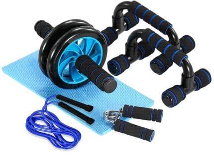 Fitfix® 4-in-1: Push-Up Bar, Skipping Rope, Antiskid Ab Wheel, Foam Gripper